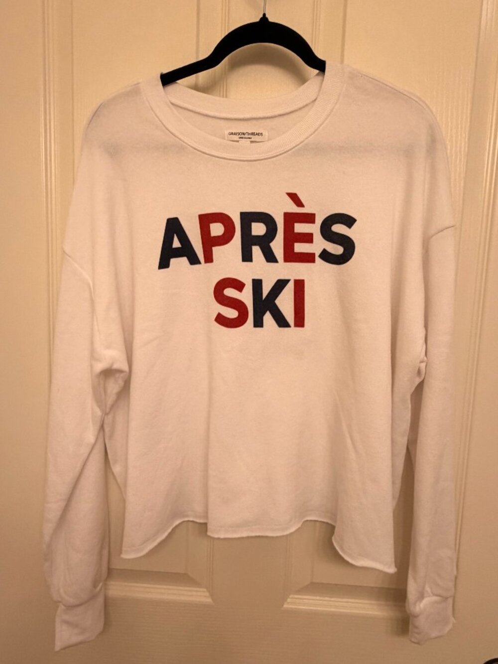 Grayson/Threads Cropped Après Ski Sweatshirt – White, Size M